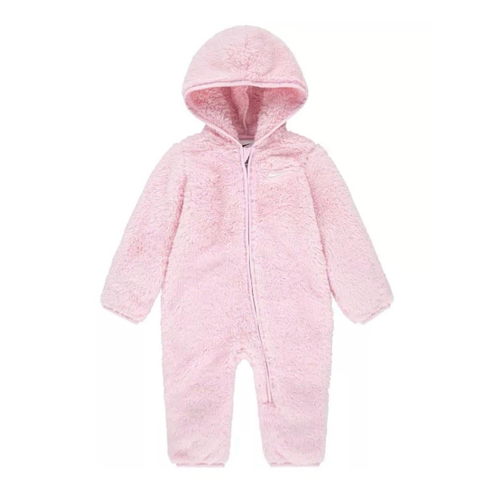 Infant Pink Sherpa Nike Hooded Coverall Size 6 Months NEW